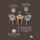 Roma FSC Sunray 80cm Bistro Set with 2 Sol Dining Chairs