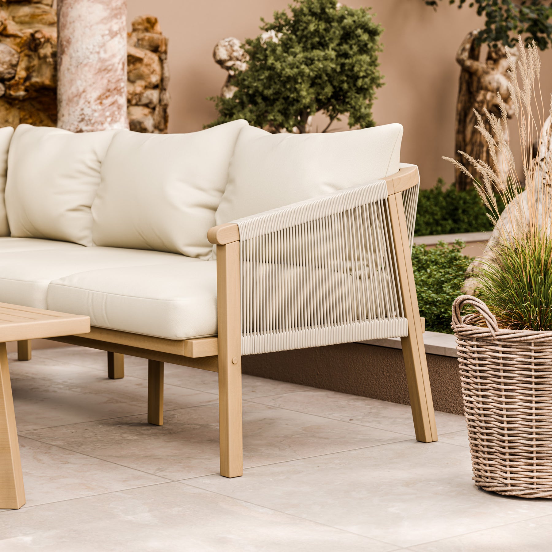 FSC 1 Roma Corner Set with 90cm Square Coffee Table from Roseland Furniture