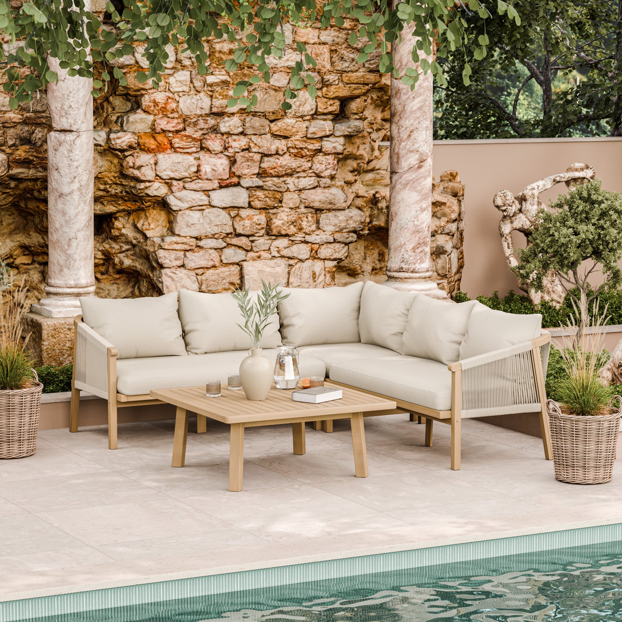 Roma FSC 5 Seater Corner Lounge Set with 90cm Coffee Table | Roseland