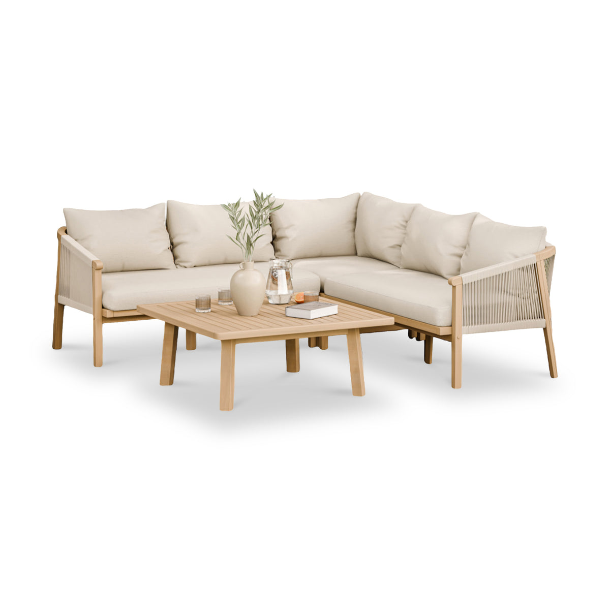 Roma FSC 5 Seater Corner Lounge Set with 90cm Square Coffee Table
