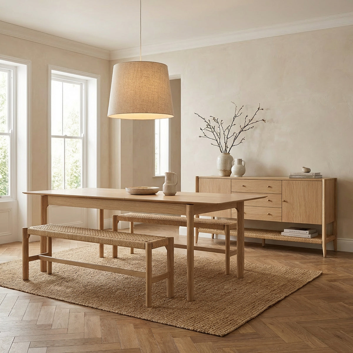 Harborough Oak 150cm Dining Bench from Roseland Furniture