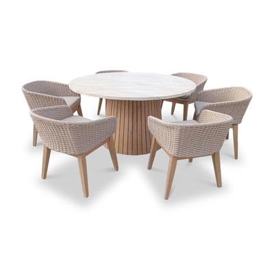 Saturn 6 Seater Round Conical Dining Set with Eden Dawn Dining Chairs