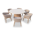 FSC 1 Saturn 150cm Round Table w 6 Eden Dawn Dining Chairs from Roseland Furniture