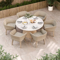 FSC 1 Saturn 150cm Round Table w 6 Eden Dawn Dining Chairs from Roseland Furniture