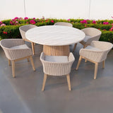FSC 1 Saturn 150cm Round Table w 6 Eden Dawn Dining Chairs from Roseland Furniture