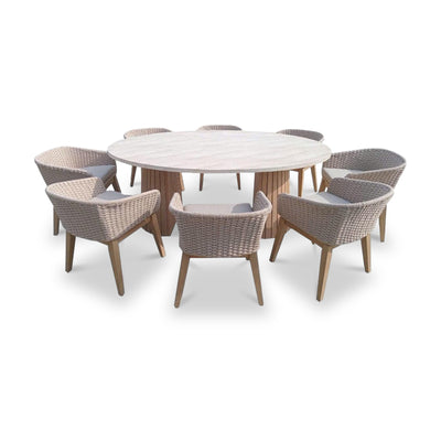 Saturn 8 Seater Ellipse D Conical Dining Set with Eden Dawn Dining Chairs