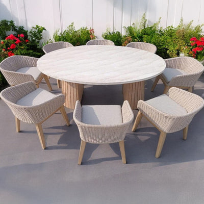 Saturn 8 Seater Ellipse D Conical Dining Set with Eden Dawn Dining Chairs