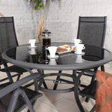 Sorrento Multi Positonal 4 Seat Dining Set with Parasol from Roseland Furniture