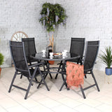 Sorrento Multi Positonal 4 Seat Dining Set with Parasol from Roseland Furniture