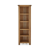 Zelah Oak Corner Display Cabinet with top and bottom doors - displaying interior shelving