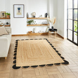 Natural Chesney Jute Scalloped Edge Natural Rug from Roseland Furniture