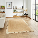 Natural Chesney Jute Scalloped Edge Natural Rug from Roseland Furniture