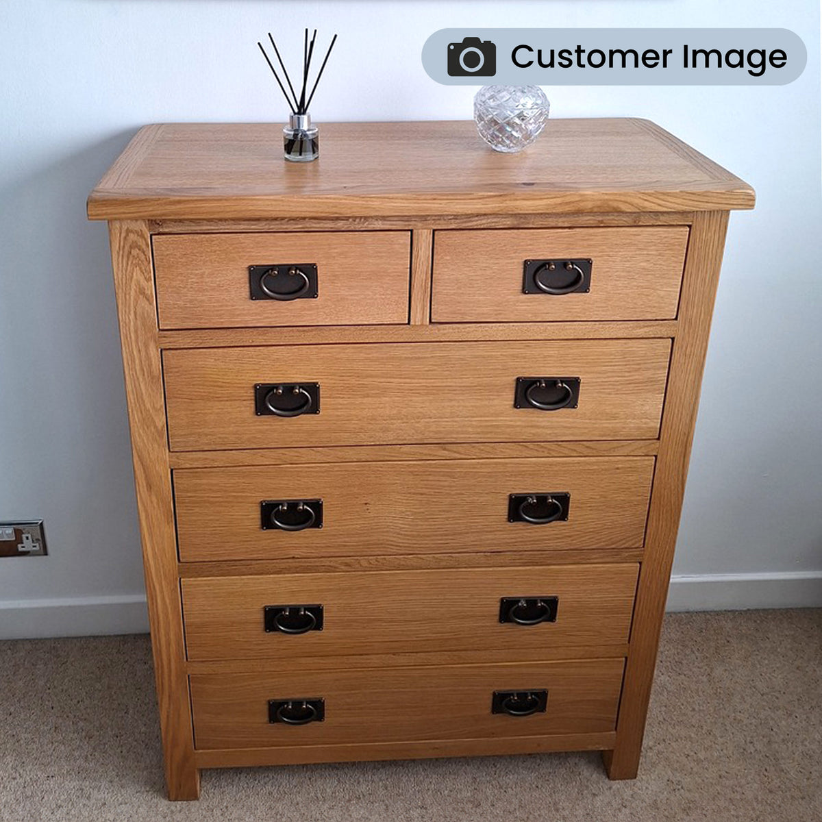 Surrey Oak 2 Over 4 Chest of Drawers by Roseland Furniture