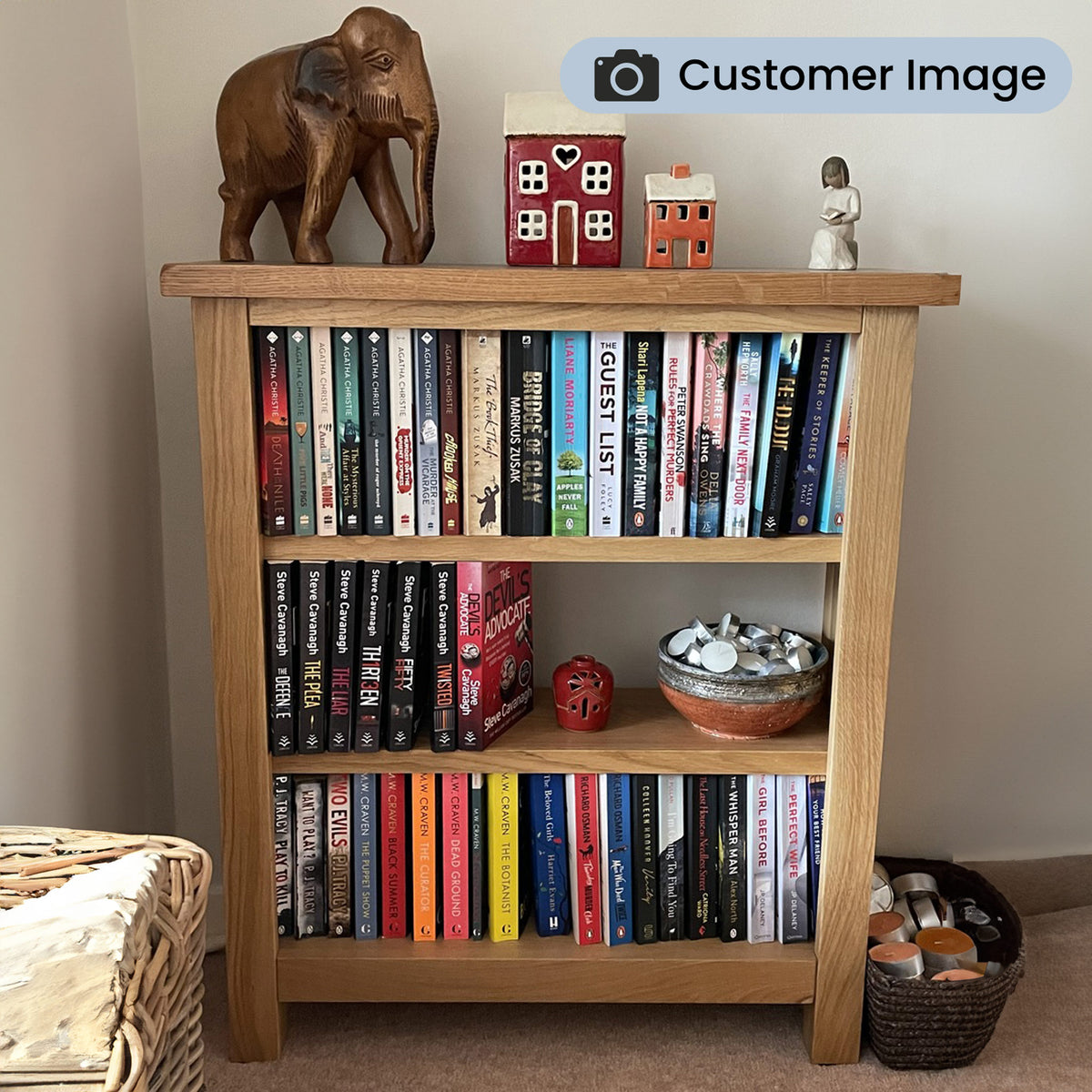 Surrey Oak Small Bookcase Solid Wood | Rustic Waxed Oak | Roseland