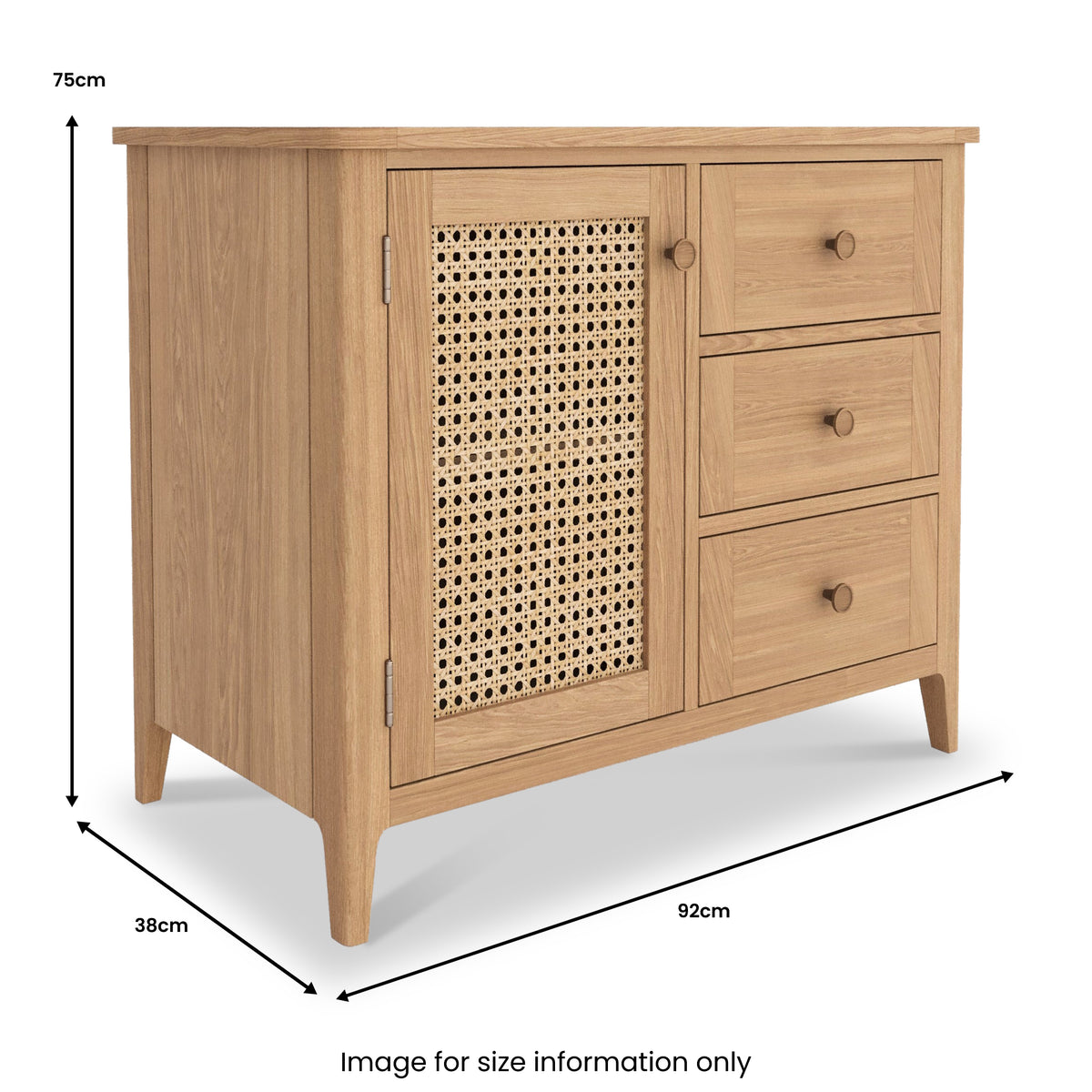 Albany Oak Rattan Small Sideboard from Roseland Furniture