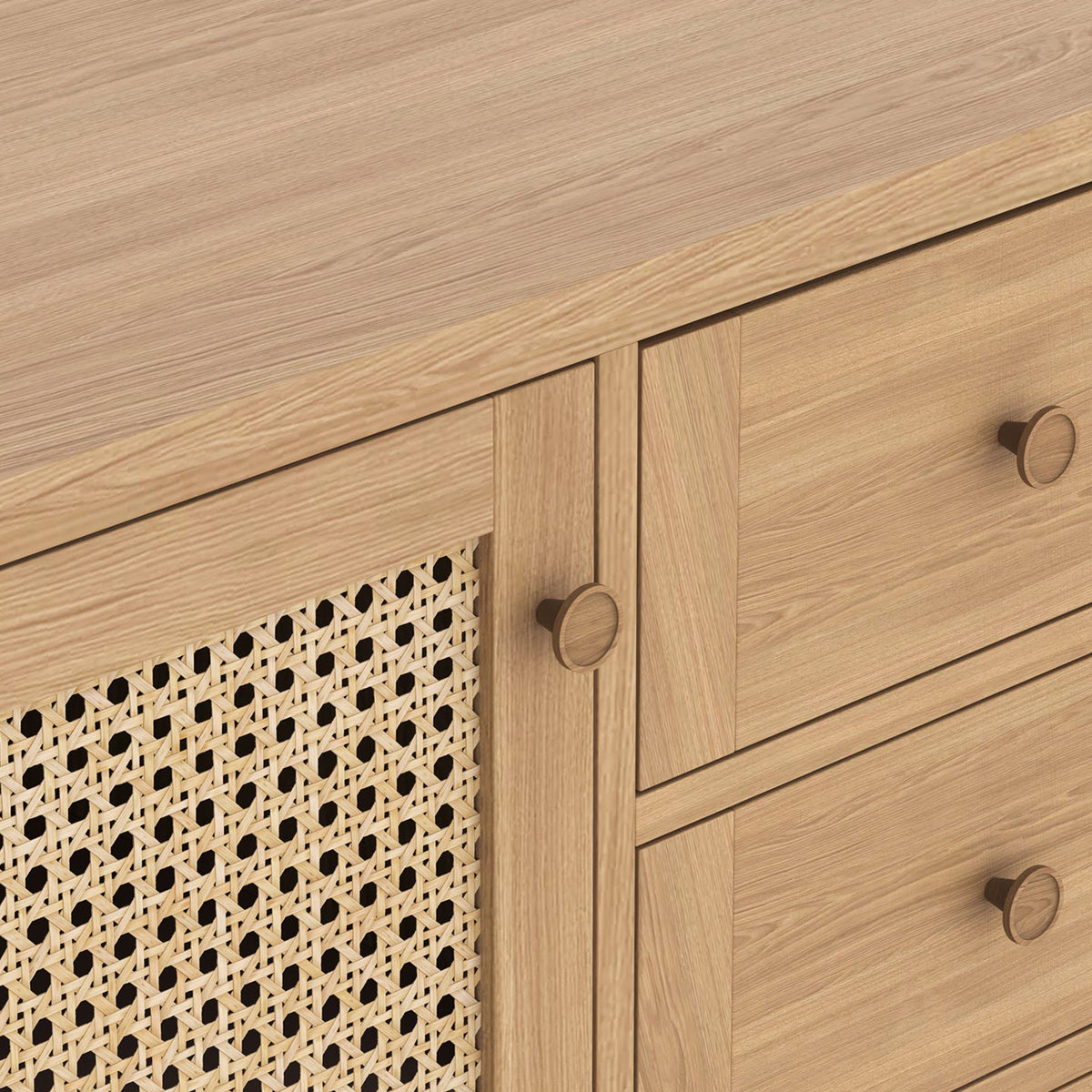 Albany Oak Rattan Large Sideboard from Roseland Furniture