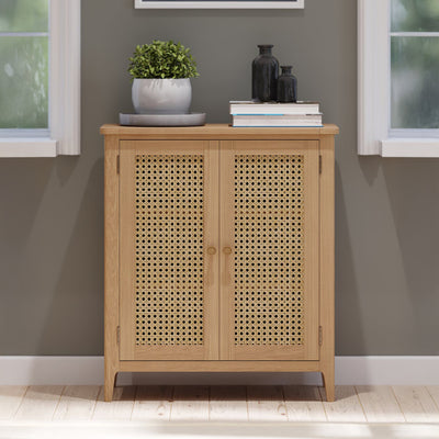 Albany Oak & Rattan Small Cupboard