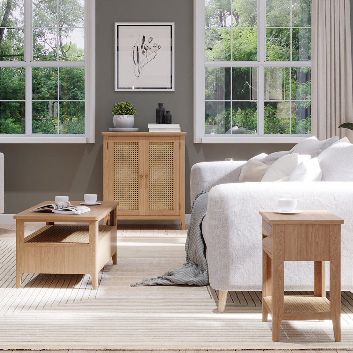 Albany Oak Rattan Small Cupboard from Roseland Furniture