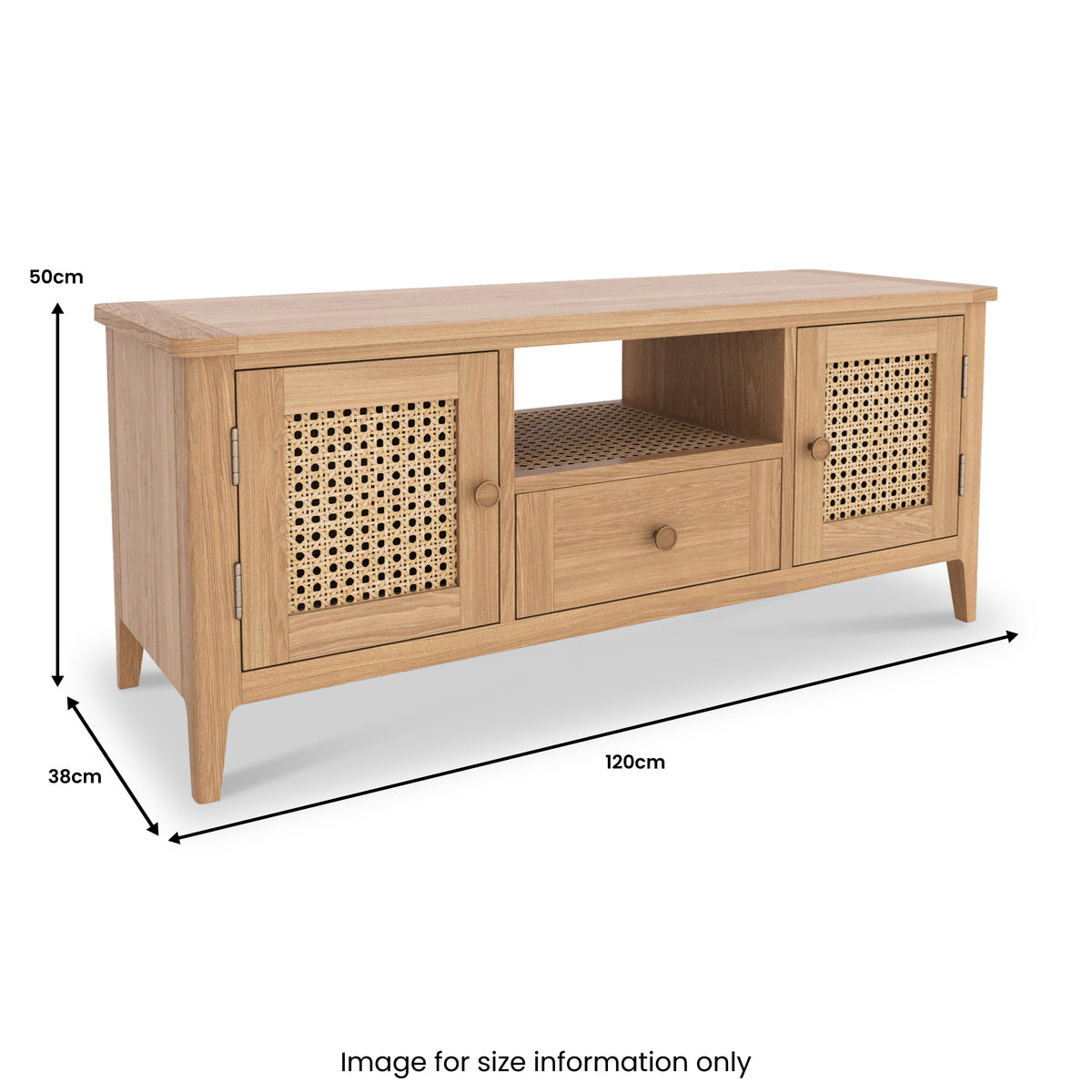 Albany Oak Rattan 120cm TV Unit from Roseland Furniture