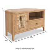 Albany Oak Rattan 90cm Corner TV Unit from Roseland Furniture