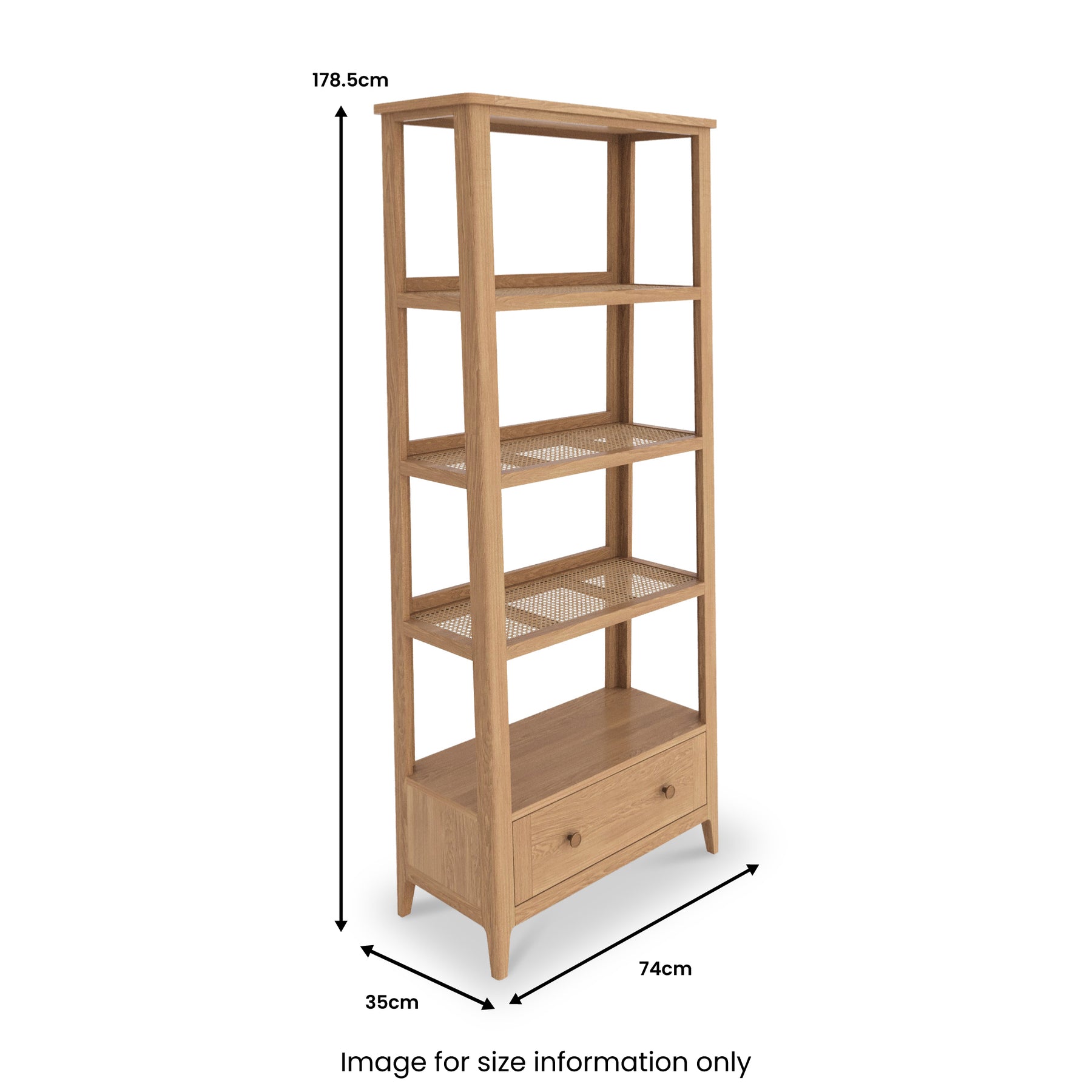 Albany Oak Rattan Ladder Display Bookcase from Roseland Furniture