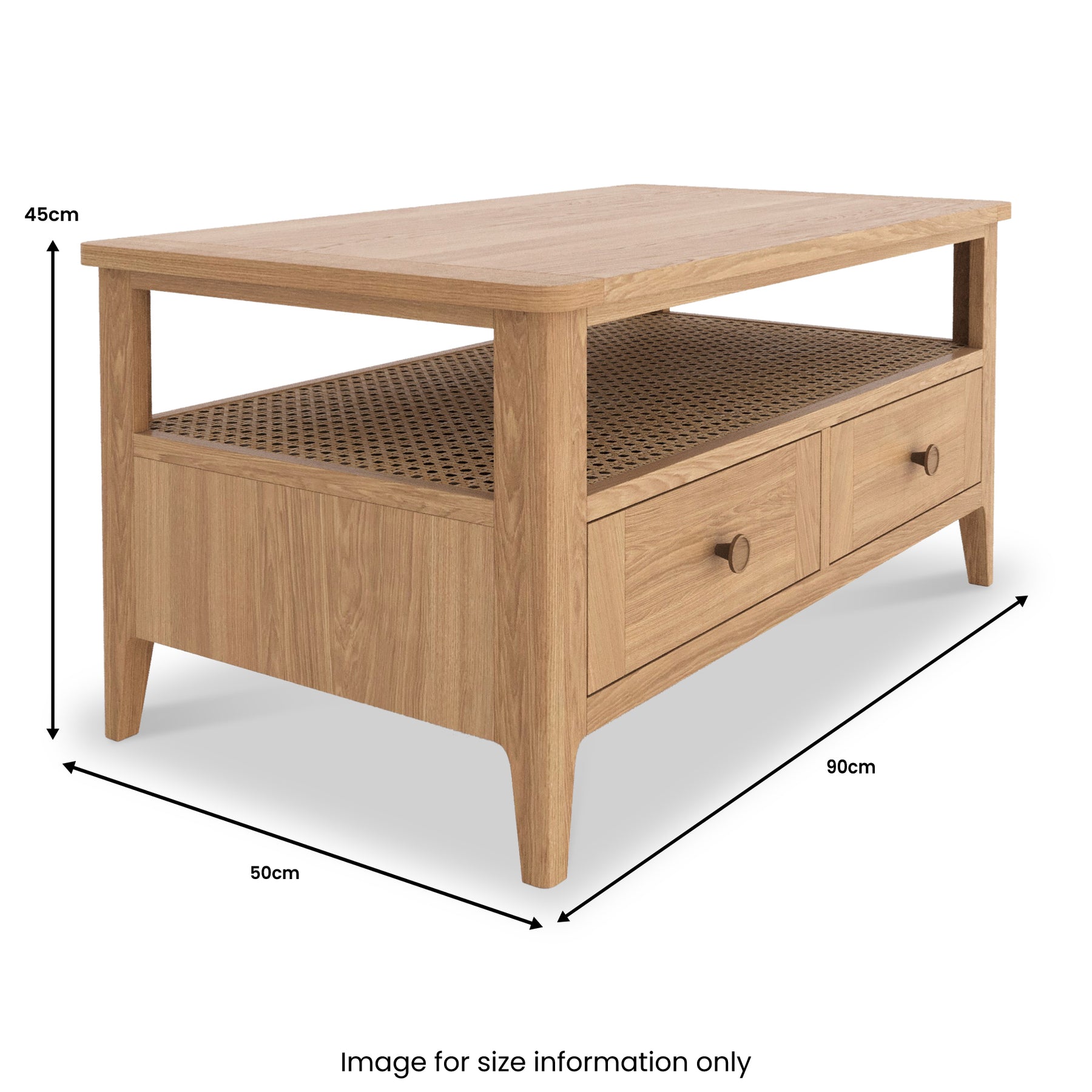 Albany Oak Rattan 2 Drawer Coffee Table from Roseland Furniture
