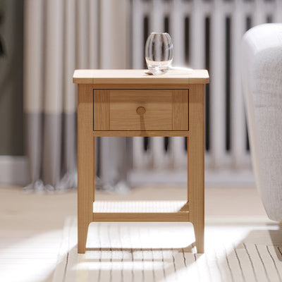 Albany Oak & Rattan Lamp Table