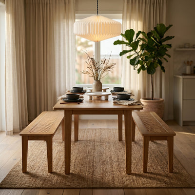 Albany Oak & Rattan 140-180cm Extending Dining Table