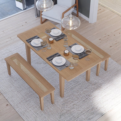 Albany Oak & Rattan 140-180cm Extending Dining Table