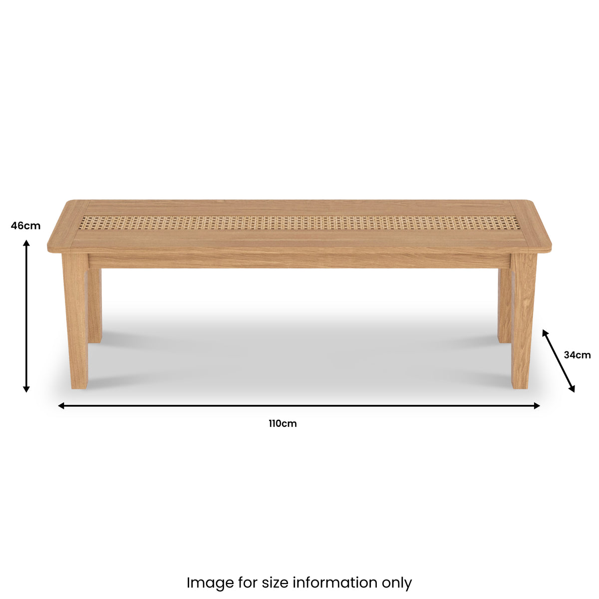 Albany Oak Rattan 110cm Dining Bench Close1 from Roseland Furniture