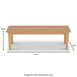 Albany Oak Rattan 110cm Dining Bench Close1 from Roseland Furniture
