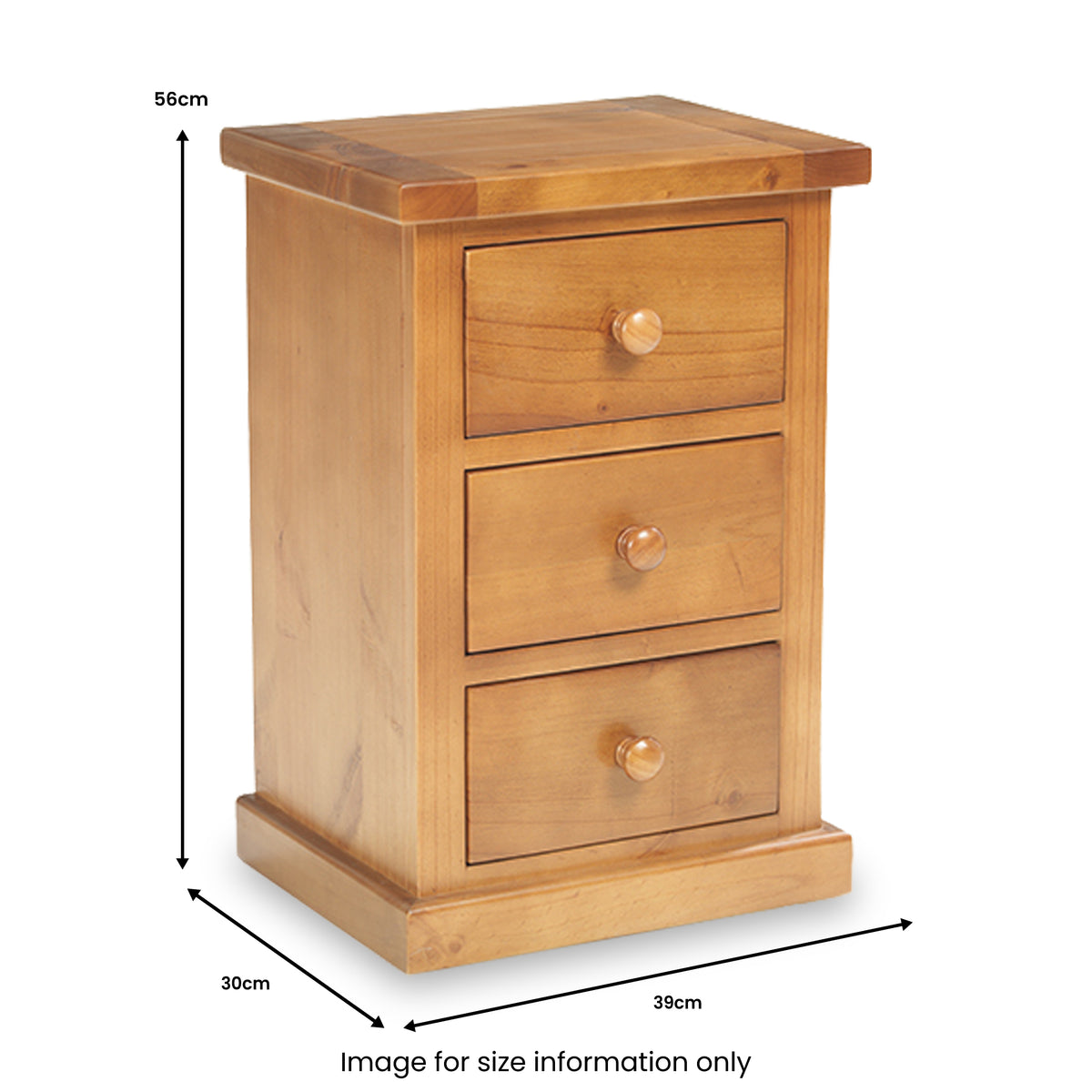 Chiswick Pine 3 Drawer Bedside from Roseland Furniture