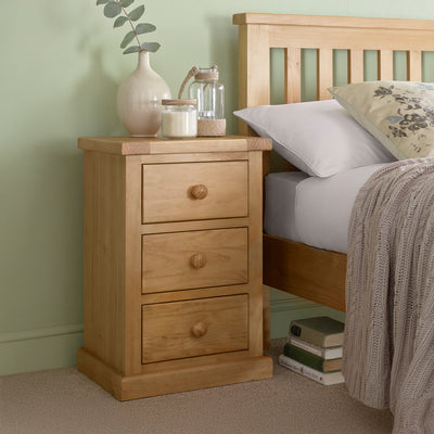 Chiswick Pine 3 Drawer Bedside Table