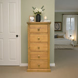 Chiswick Pine 5 Drawer Tall Boy Chest from Roseland Furniture