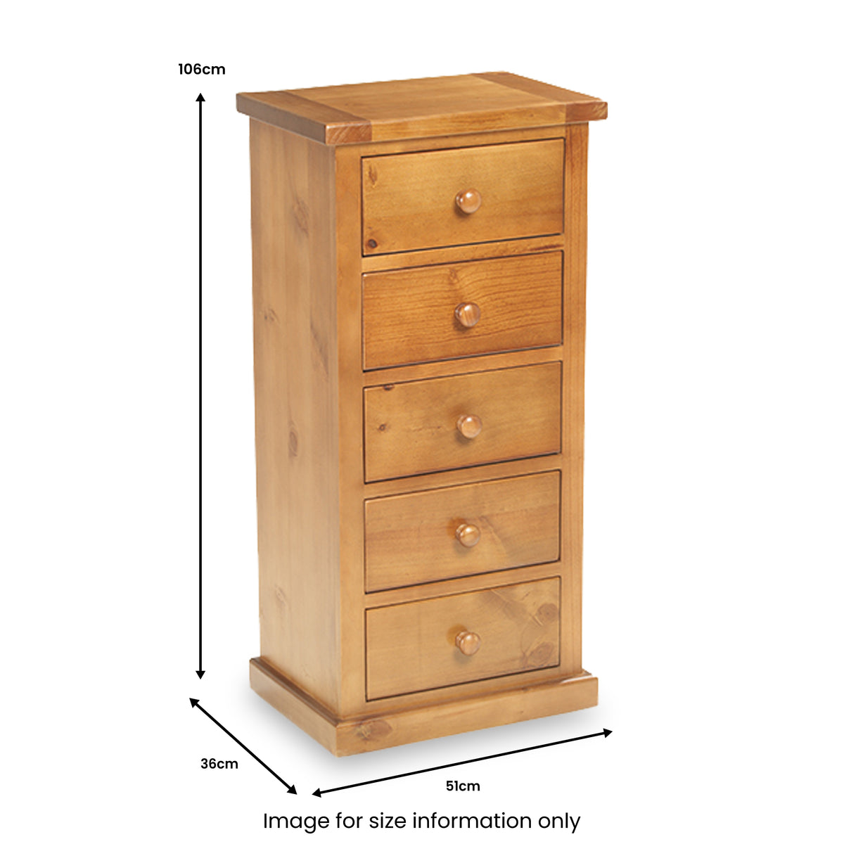 Chiswick Pine 5 Drawer Tall Boy Chest from Roseland Furniture