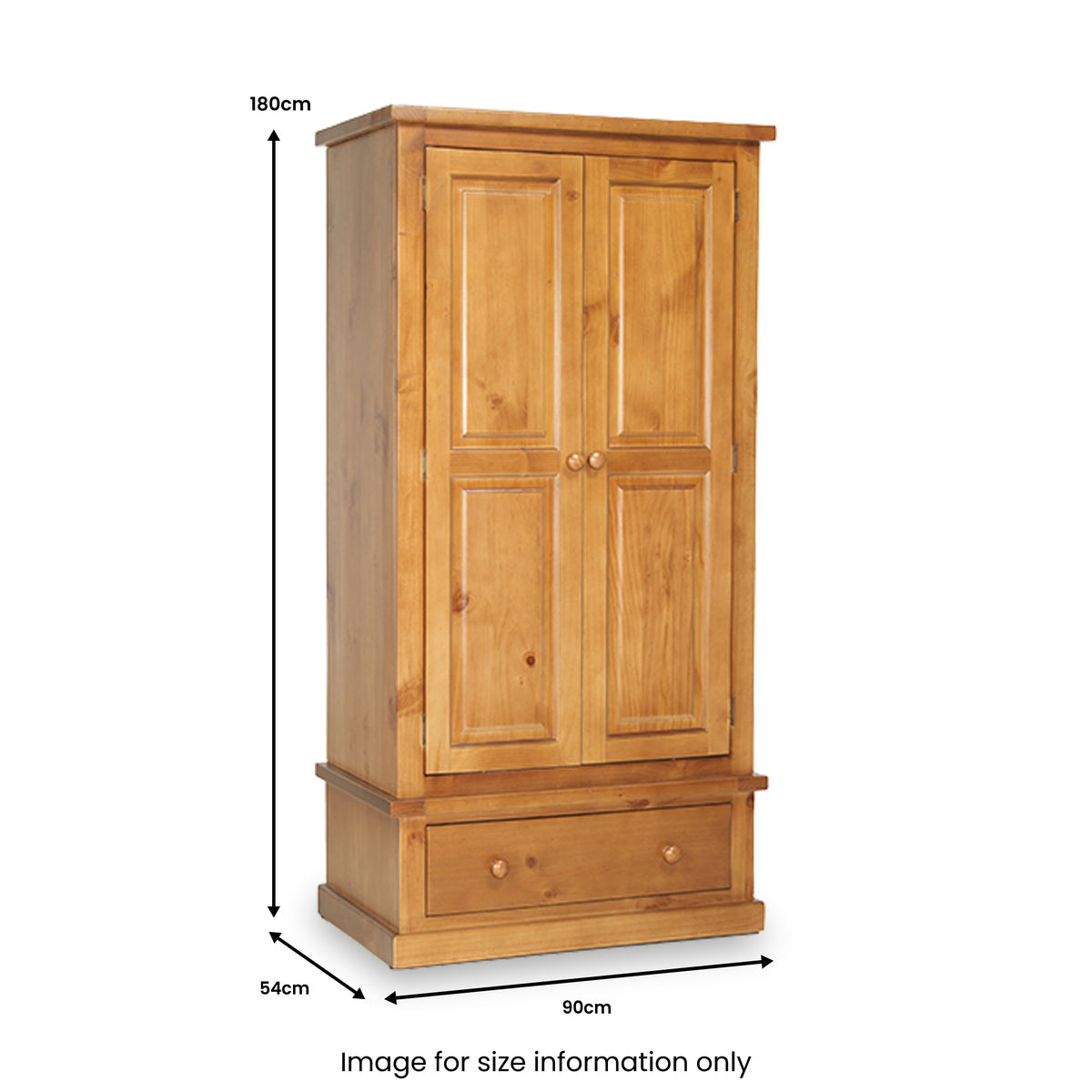 Chiswick Pine Double Wardrobe With Drawer from Roseland Furniture
