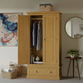Chiswick Pine Double Wardrobe With Drawer from Roseland Furniture