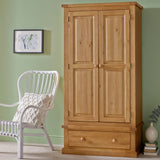 Chiswick Pine Double Wardrobe With Drawer from Roseland Furniture