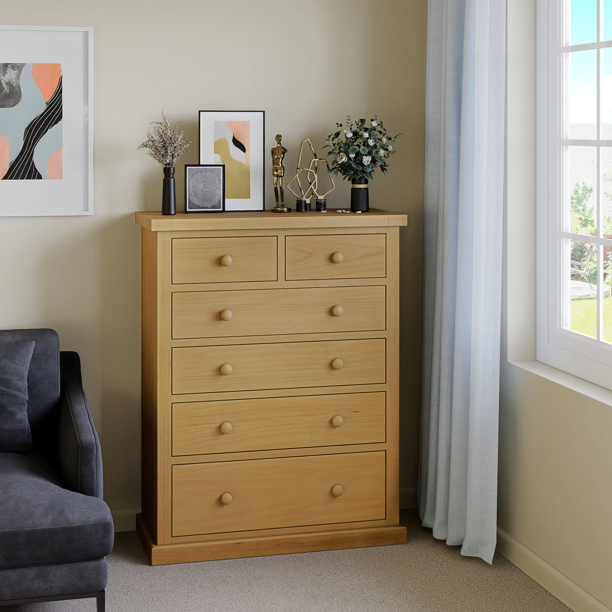 Chiswick Pine Large 2 Over 4 Drawer Chest from Roseland Furniture