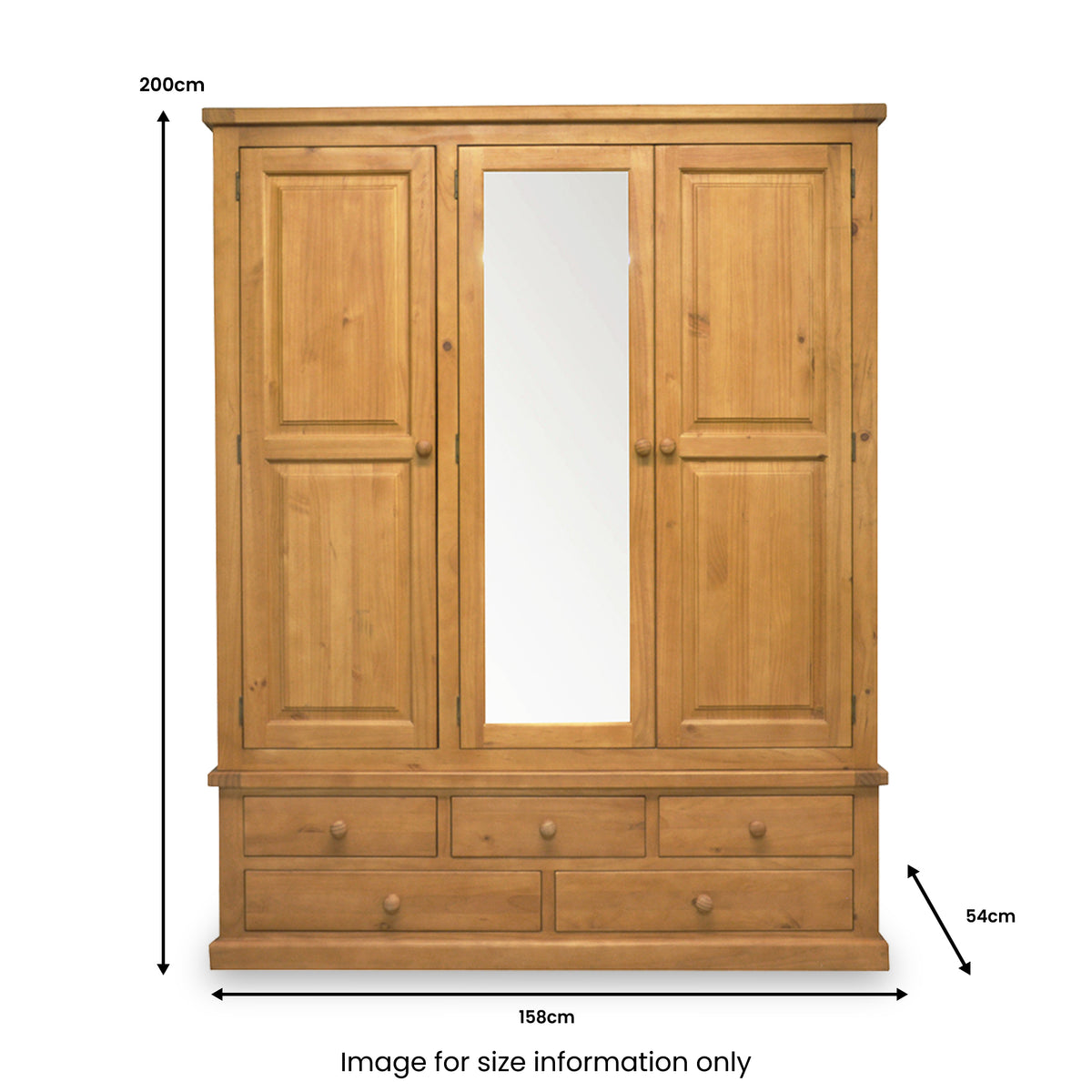Chiswick Pine Triple Wardrobe With Mirror from Roseland Furniture