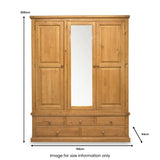 Chiswick Pine Triple Wardrobe With Mirror from Roseland Furniture