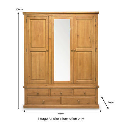 Chiswick Pine Triple Wardrobe with Mirror