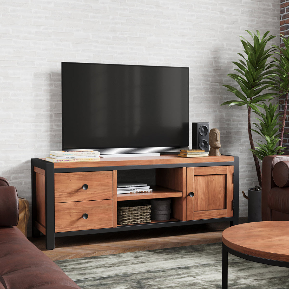 Dunstan Acacia 125cm Wide TV Unit from Roseland Furniture