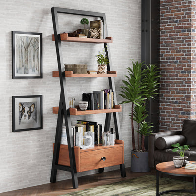 Dunstan Acacia Ladder Display Bookcase