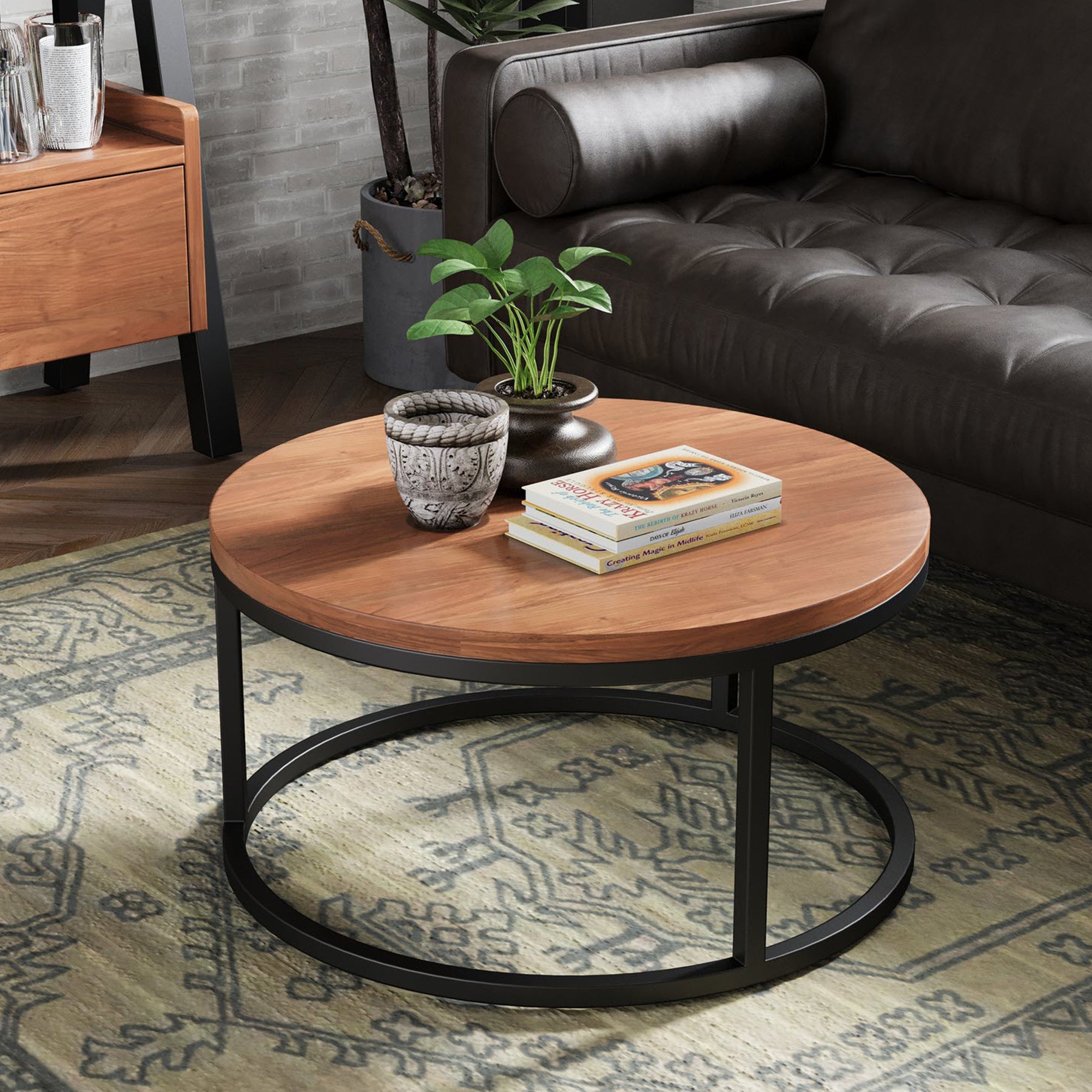 Dunstan Acacia Round Coffee Table Large from Roseland Furniture