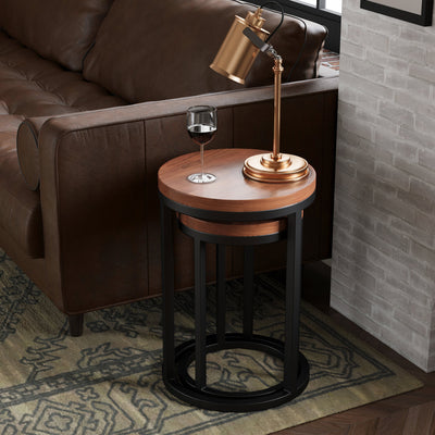 Dunstan Acacia Nest of 2 Round Tables