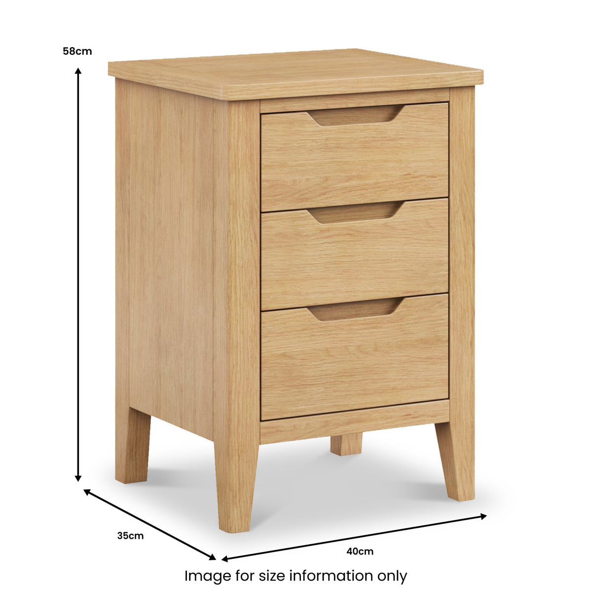 Camdale Oak 3 Drawer Bedside from Roseland Furniture