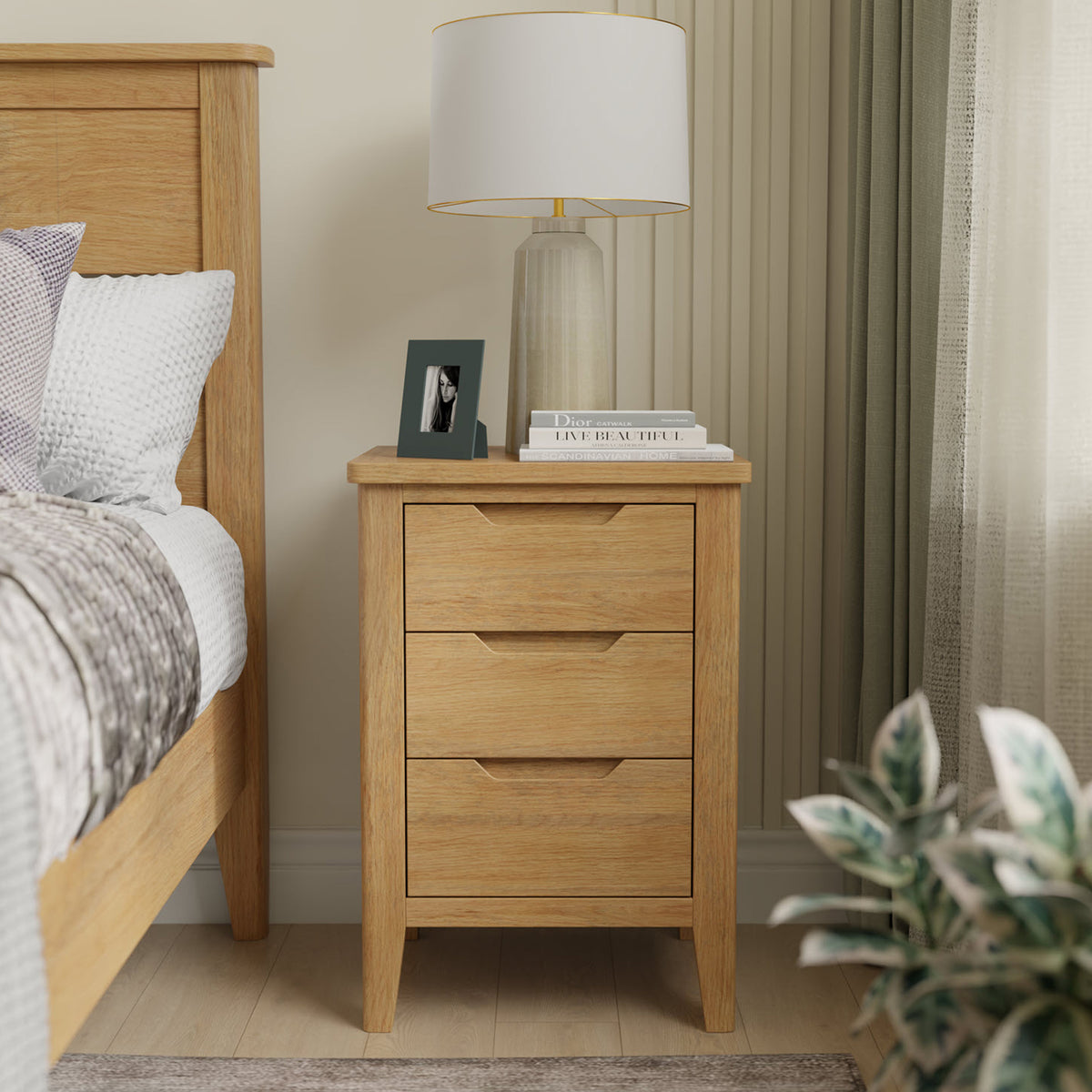 Camdale Oak 3 Drawer Bedside from Roseland Furniture