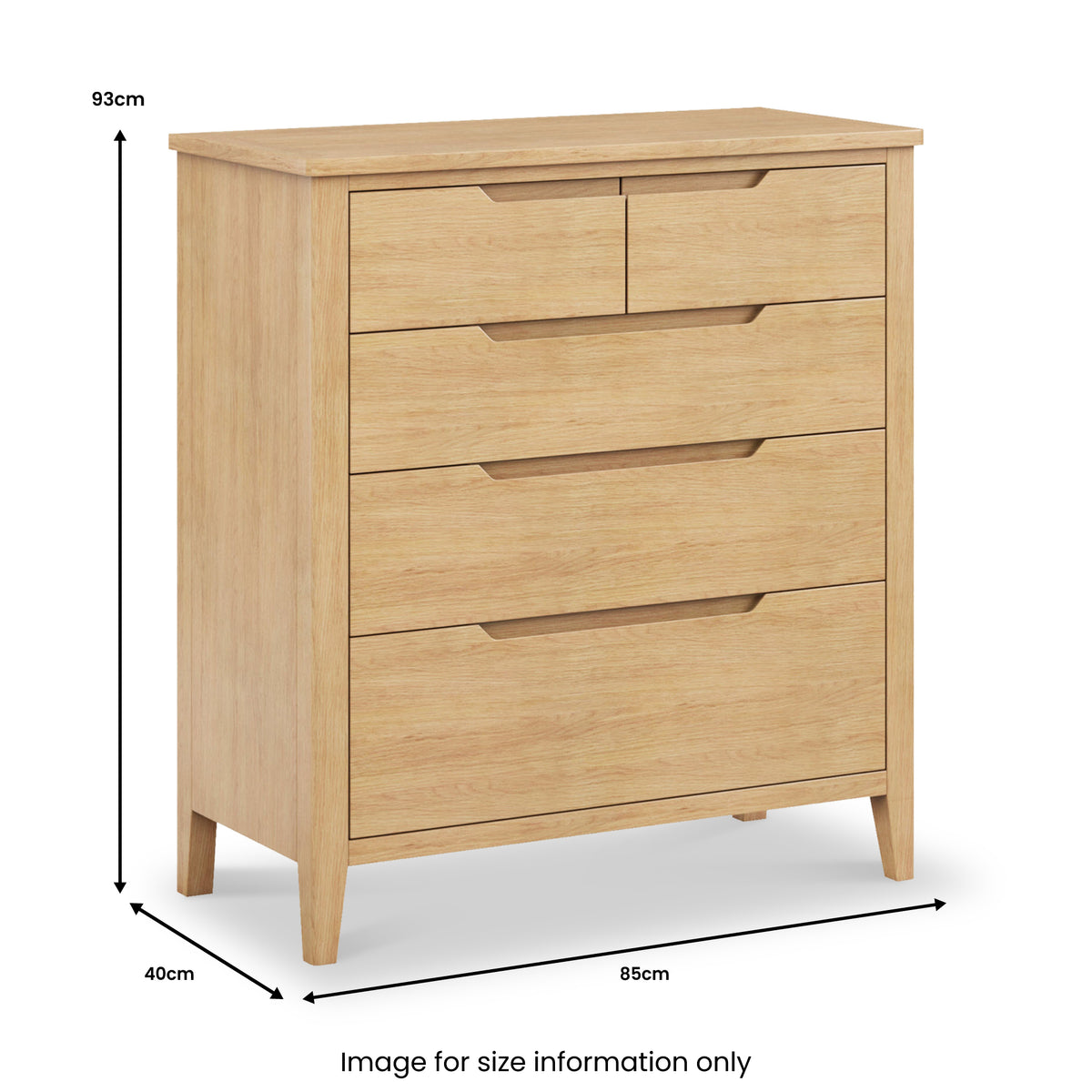 Camdale Oak 2 Over 3 Drawer Chest from Roseland Furniture