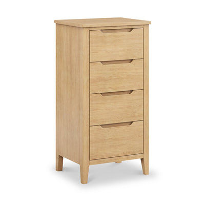 Camdale Oak 4 Drawer Tall Boy Chest